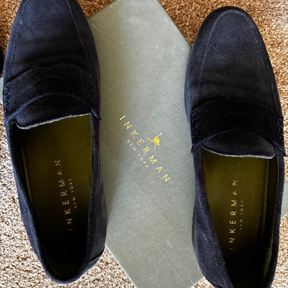 Inkerman men's navy suede penny loafers, size 11 - Picture 3 of 5